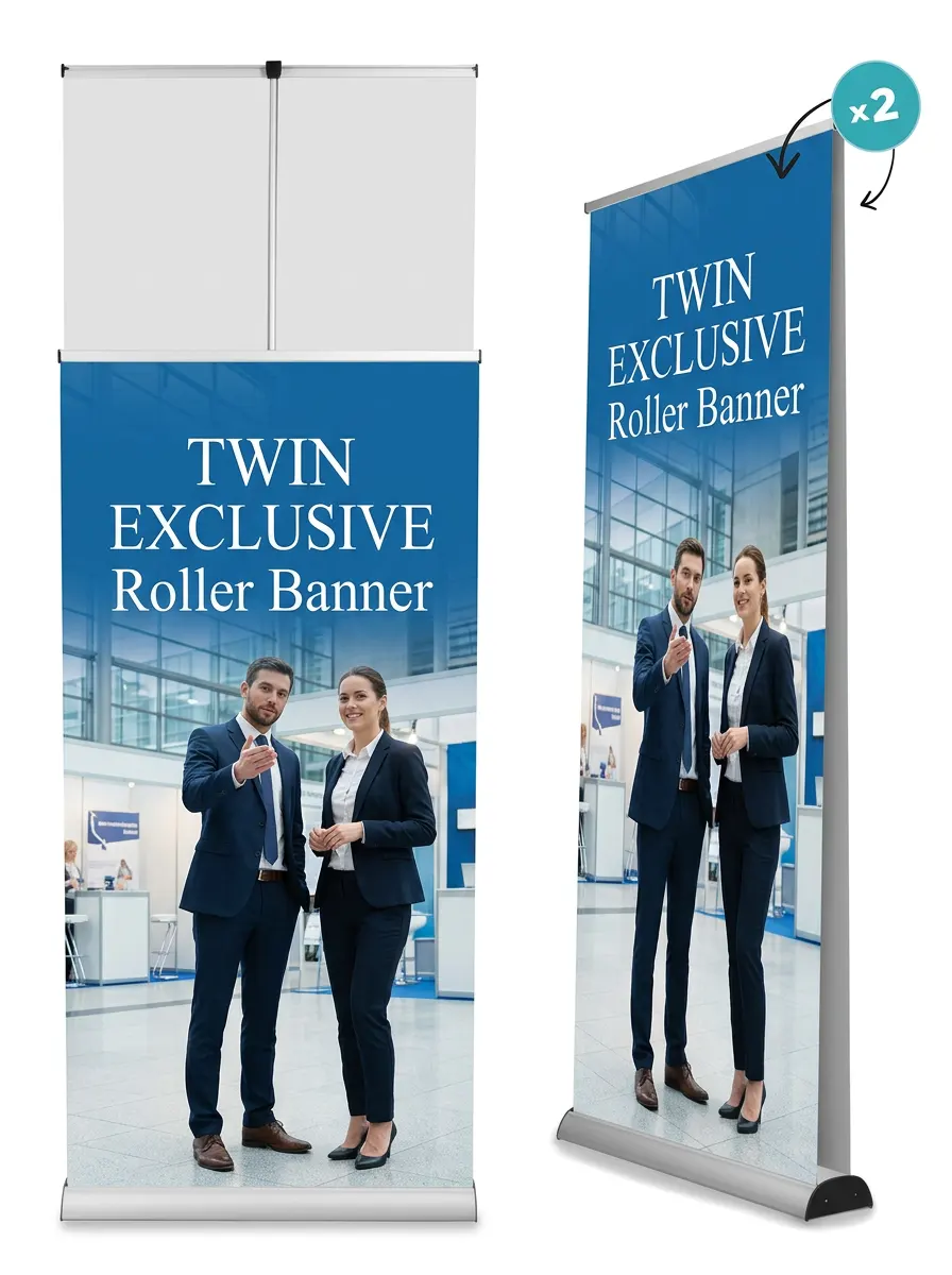 Exclusive TWIN Roller Banner | Fast Printing with Rollupexpress.be Brussels
